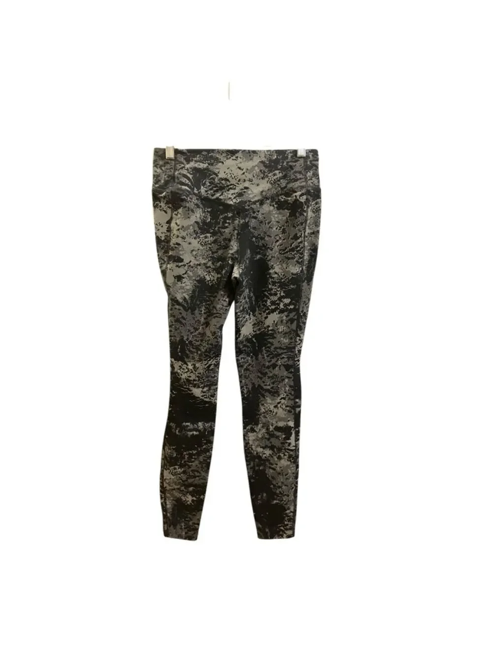 Women's Nike Leggings Mottled Green Tinted Grey Black Key Pocket Nylon M